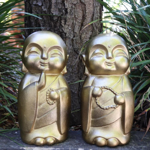 Happy Buddha Statue Lucky Fengshui Gold Monk Home Decor Figurine 25cm