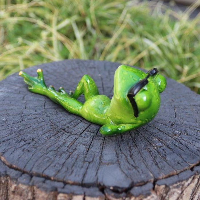 Frog Statue Ornament Celebrity Selfie Frogs Figurines Funny Garden Home 2pc Set