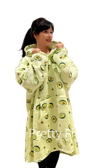 Hooded Blanket Big Hoodie Soft Warm Wearable Blanket Sleepwear for Adult & Kids