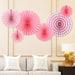 Pink Paper Fans Party Decorations 6pcs Bridal Shower Birthday Hanging Decor