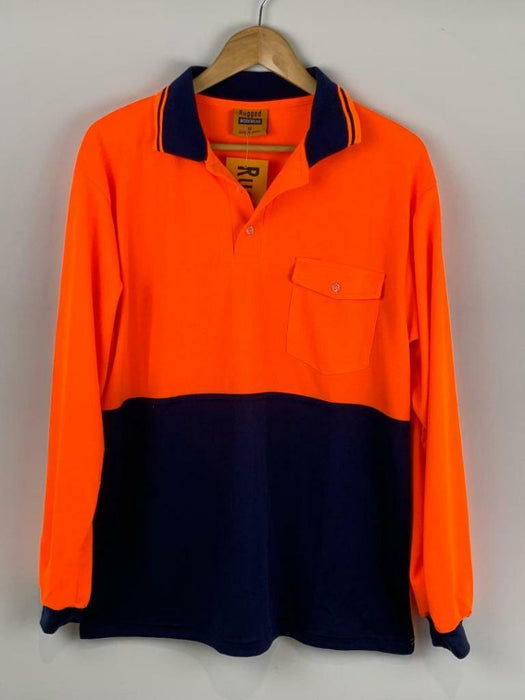 Hi Vis Safety Workwear Shirt Long Sleeve Polo Top Work Safety Yellow & Orange