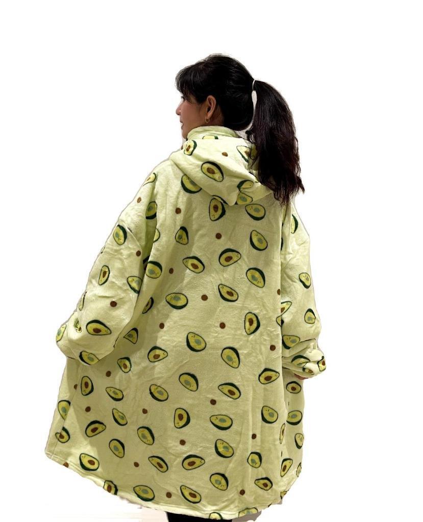 Hooded Blanket Soft Cozy Warm Fleece Wearable Oversize Blanket Hoodie Avocado