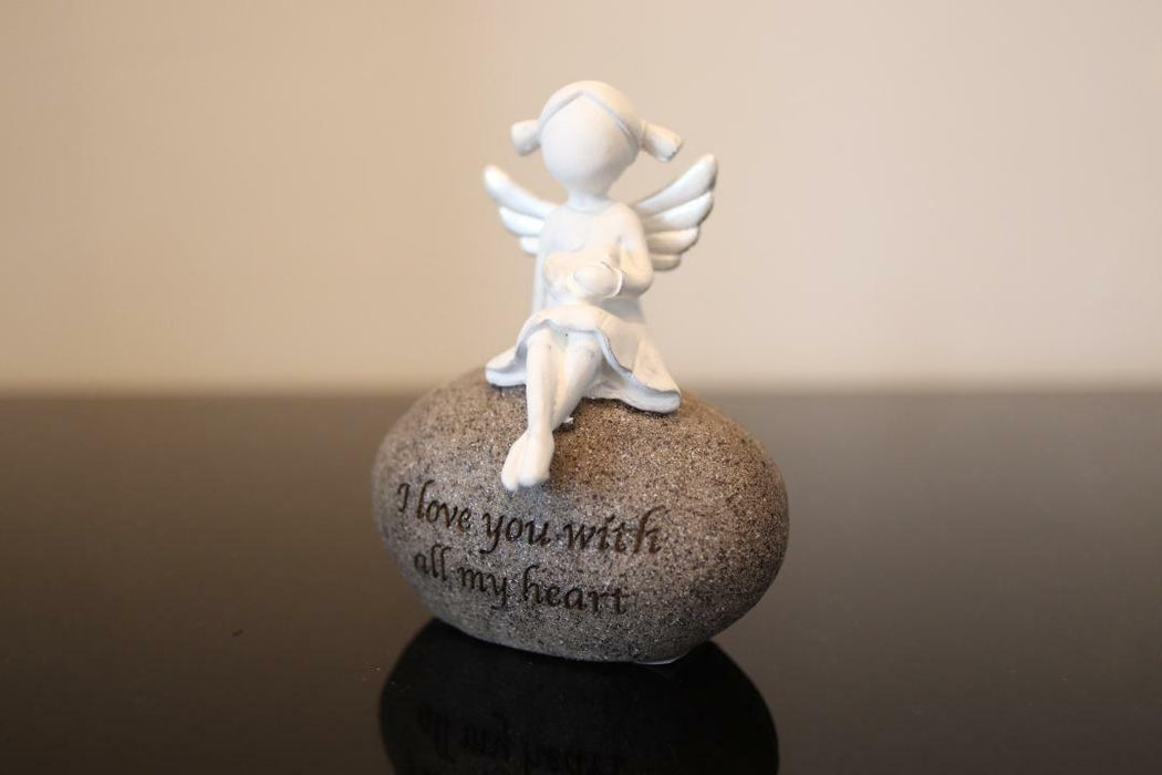 Angel Statue Sentimental Rock Wording Wing Angles Religious Decor Figurine 8.5cm