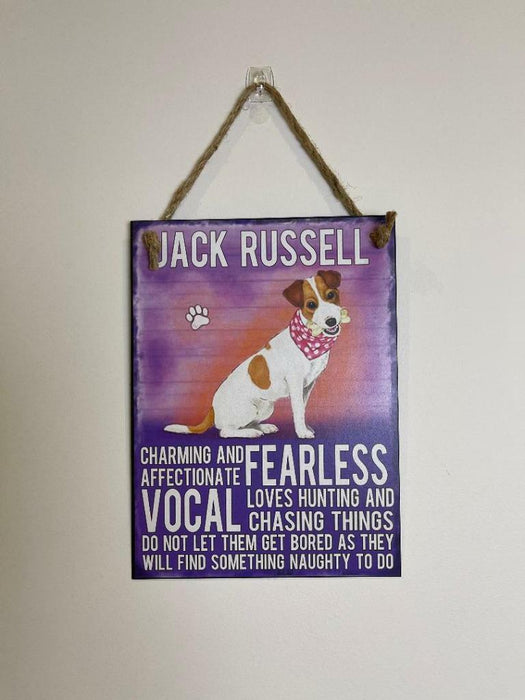 Jack Russel Dog Sign Metal Wall Door Hanging Dogs Sign Colourful Home Decor 27cm