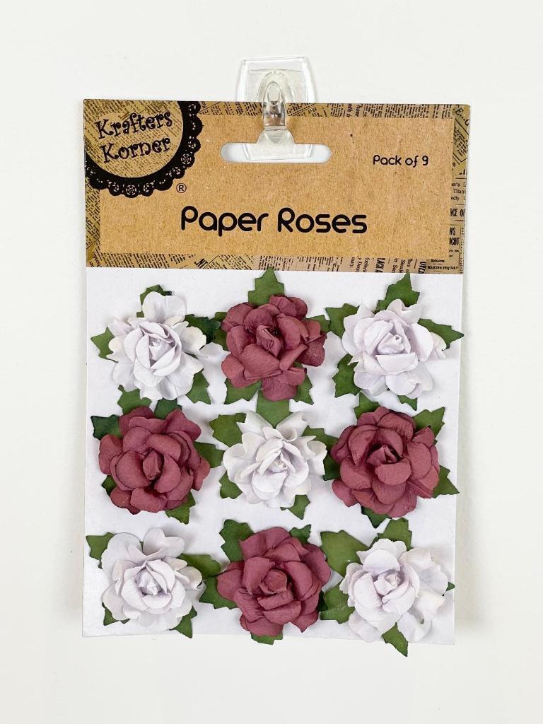 Mini Roses with Stem Paper Flowers Craft Artificial Rose Hairpins Bridal Wedding