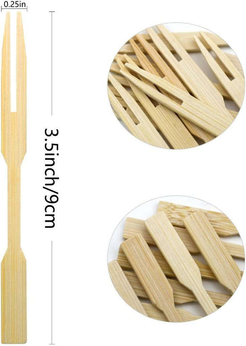 Bamboo Mini Forks Food Picks Wooden Fork Cocktail Party Finger Food Sticks