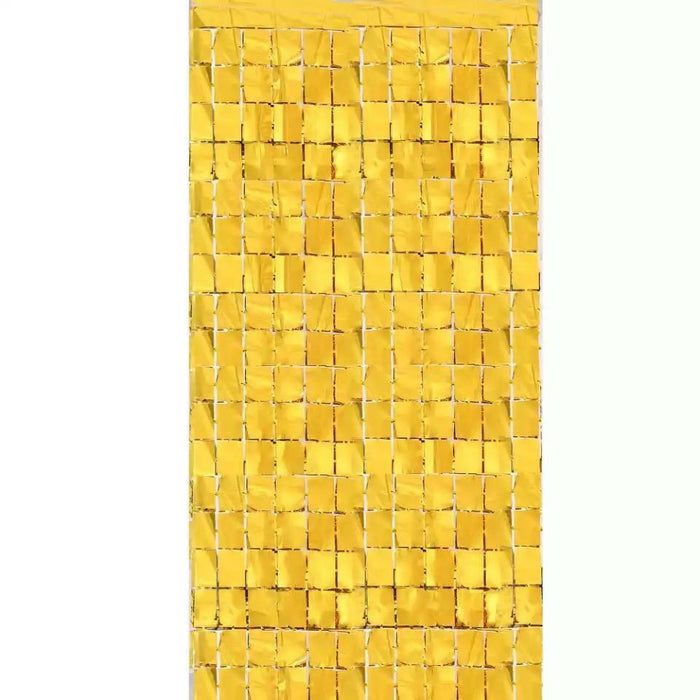 Gold Foil Curtain Sequin Square Metallic Tinsel Backdrop Party Decorations 1x2m