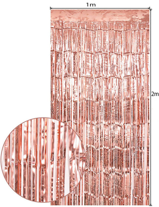 Foil Metallic Fringe Tinsel Curtain Rose Gold Backdrop Door Party Decorations