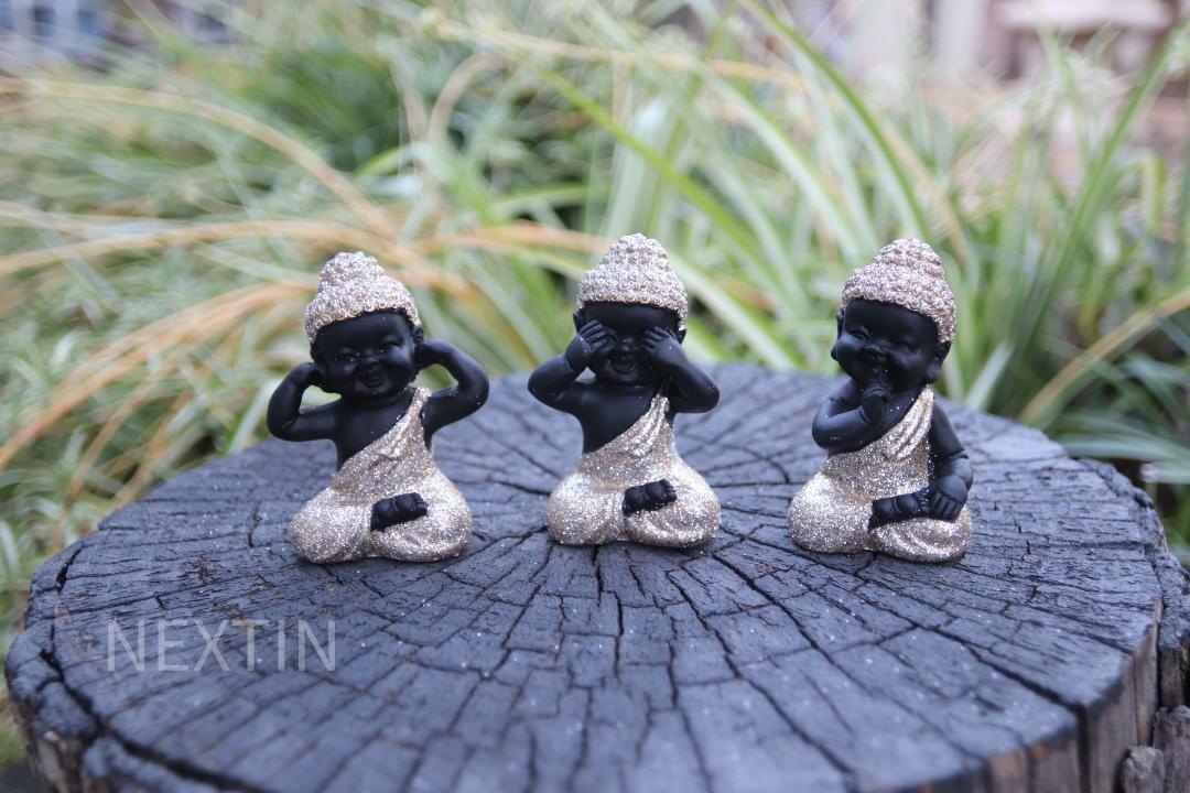 Happy Buddha Statue Wise Monks Home Decor Ornament Figurine 7cm pack of 3 or 6