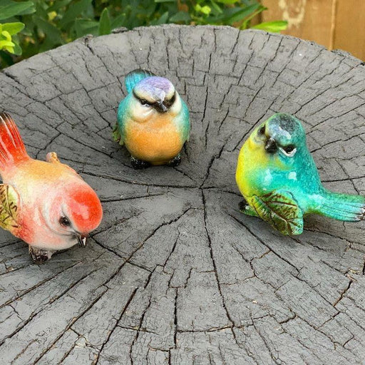 Colorful Small Bird Decorative Figurine Garden Home Décor Ornament Set of3 Birds