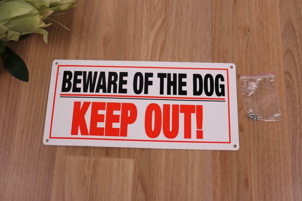 Beware of The Dog sign 25x12cm white Warning Notice Plastic Signs Home Gate