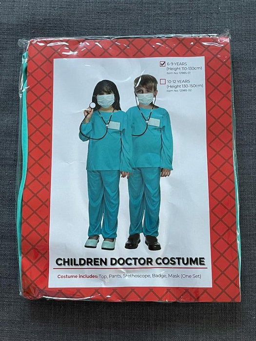 Kids Costume Set Doctor Hospital Surgeon Dr Green Cosplay Party Boys Girls