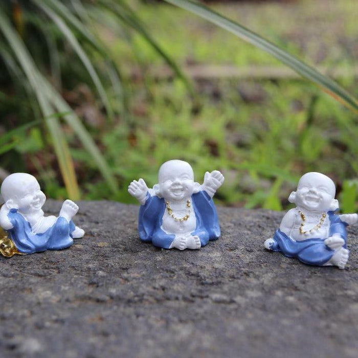 Small Miniature Laughing Buddha Statue Happy Lucky Mini Garden Fengshui Decor