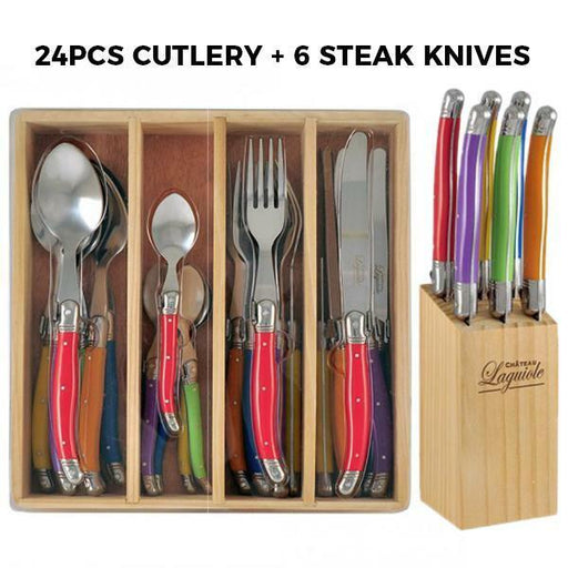 Chateau Laguiole Cutlery Set & Steak Knife Stainless Steel Dinner Multicolor