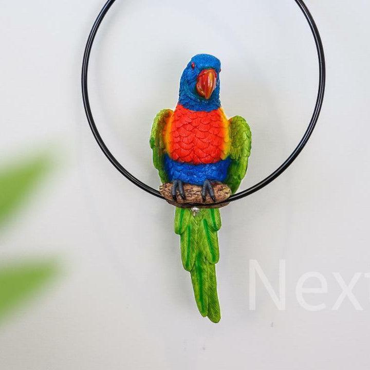 Rainbow Lorikeet Bird in Ring Birds Figurine Statue Garden Ornaments Decor 22cm