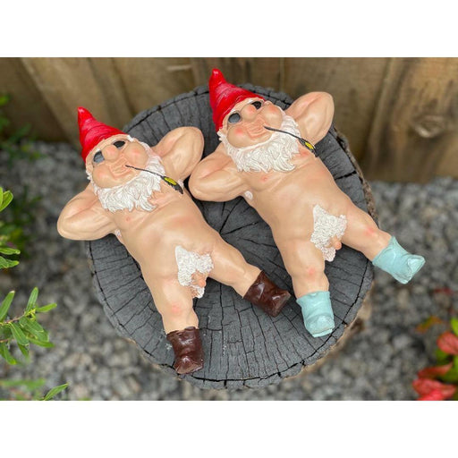 Garden Gnome Naked Nude Gnomes Naughty Laying Down Garden Ornament Statue 25cm