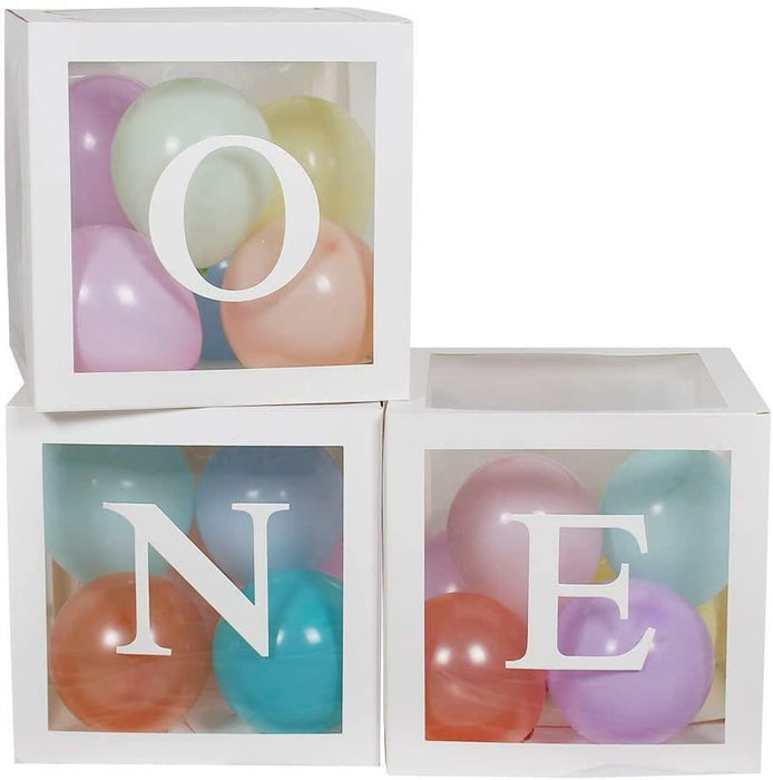 Balloon Box with LOVE BABY ONE Boxes Cube for Baby Shower Birthday Bridal Shower