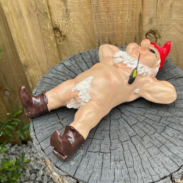 Garden Gnome Naked Nude Gnomes Naughty Laying Down Garden Ornament Statue 25cm