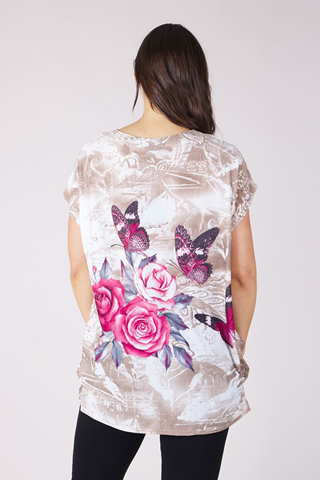 Caroline Morgan Women Casual Summer Floral Dragonfly Tiger Loose Tops Plus Size