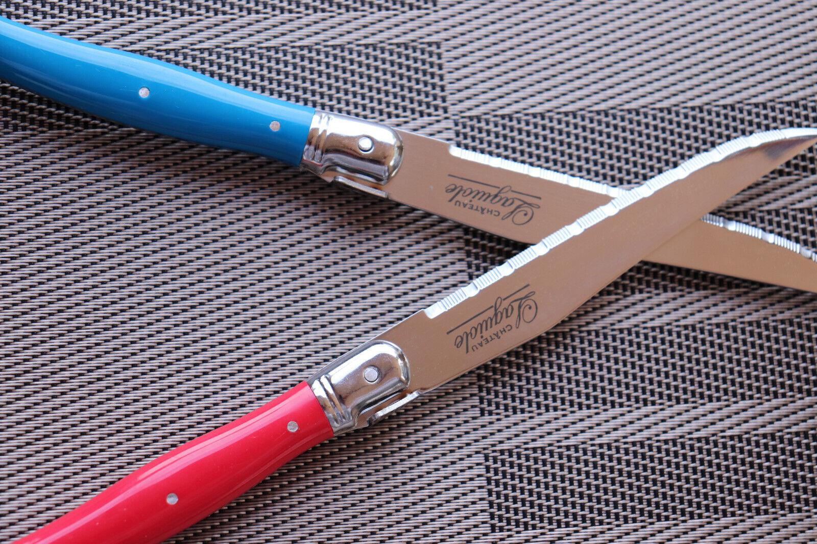Laguiole Steak Knife Set Stainless Steel Blade with wooden Knives Block 6pc