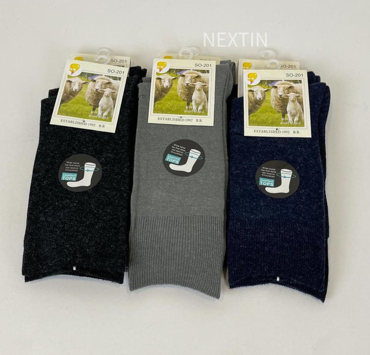 Loose Top Diabetic Socks Lamb Wool Wide top Sock Men s7-14 Black Navy Grey