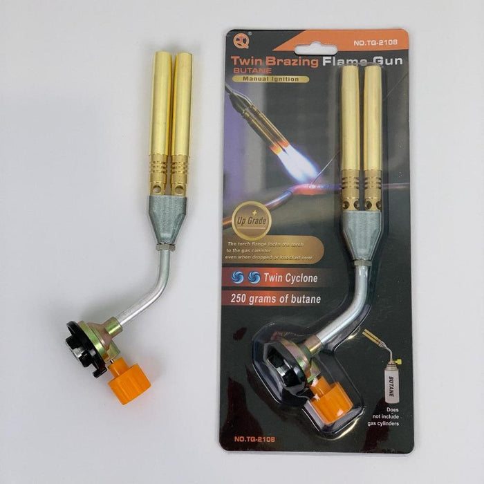 Gas Blow Torch Twin Brazing Flame Gun Lighter Buttan Soldering Welding Iron