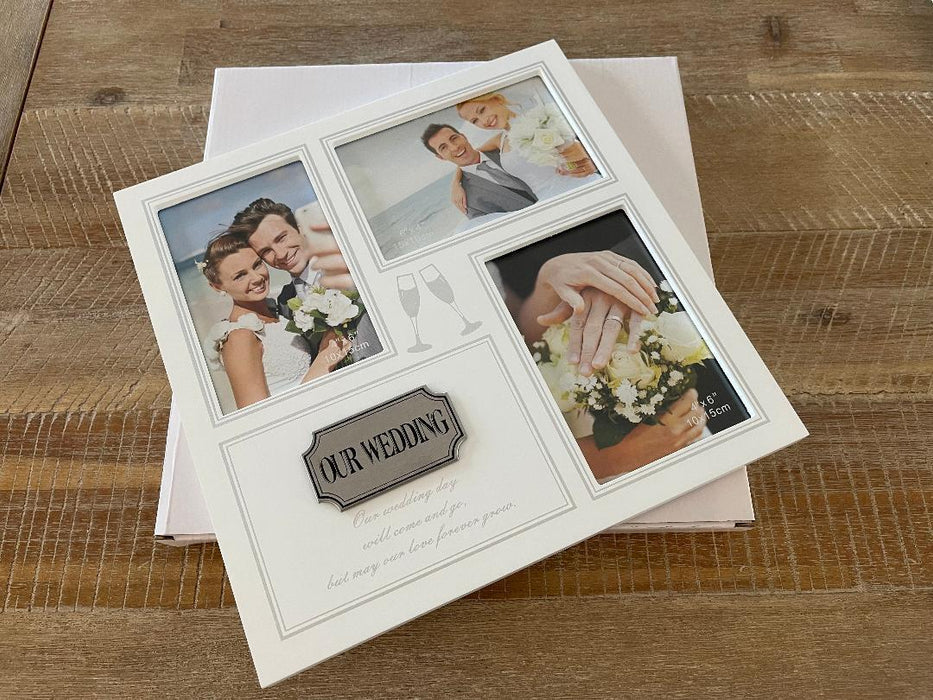 Our Wedding Photo Frame White Wood Picture Frame Newlywed Engagement gift 29cm