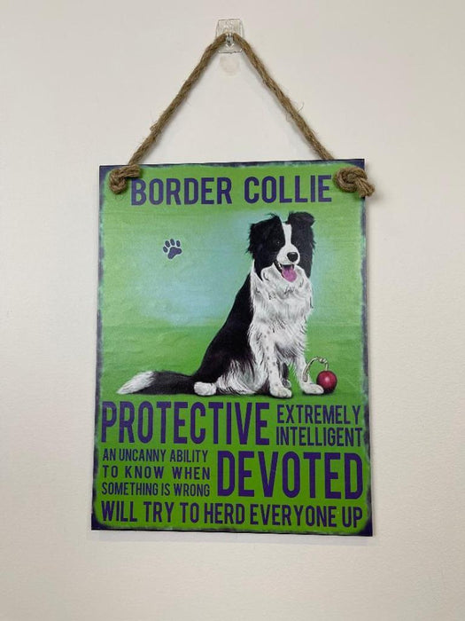 Border Collie Dog Sign Metal Wall Hanging Dogs Sign Colourful Home Decor 27cm