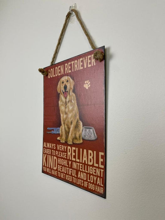 Golden Retriever Dog Sign Metal Wall Hanging Dogs Sign Colourful Home Decor 27cm