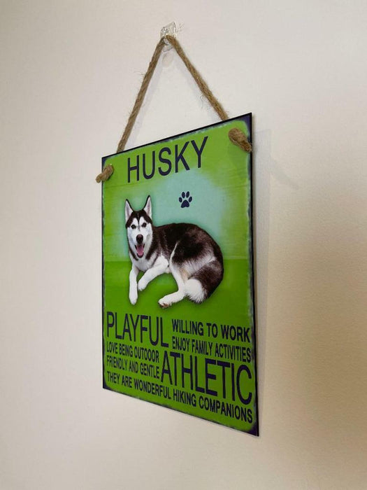 Husky Dog Sign Metal Wall Door Hanging Dogs Sign Home Decor 27cm