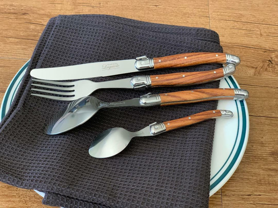 Chateau Laguiole Cutlery Set & Steak Knife Stainless Steel Dinner Wood Colour