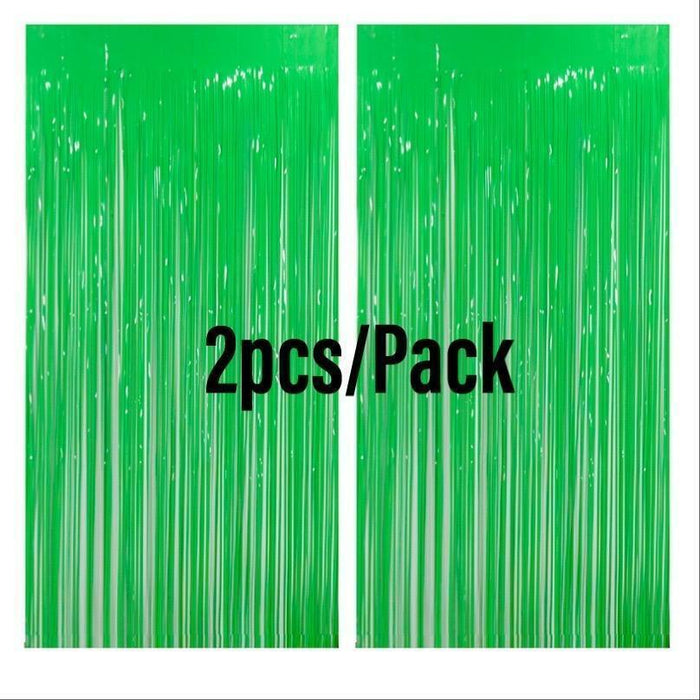 Party Backdrop Foil Curtain Fringe Tinsel Curtains Macaron Plastic Durable 2pcs