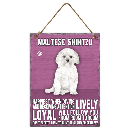 Maltese Dog Sign Metal Wall Door Hanging Dogs Sign Colourful Home Decor 27cm