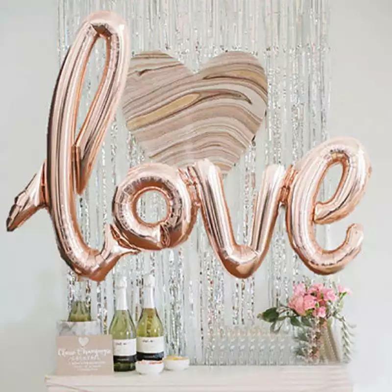 Love Foil Balloons Rose Gold Bridal Shower Decorations Balloon Wedding Valentine