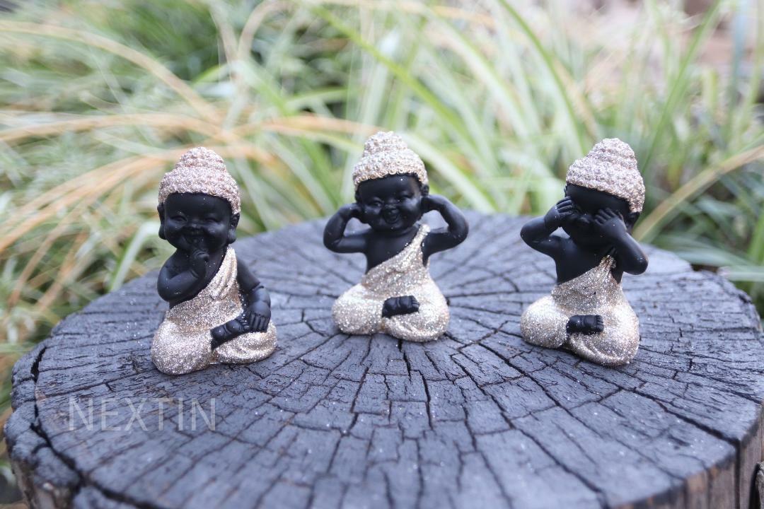 Happy Buddha Statue Wise Monks Home Decor Ornament Figurine 7cm pack of 3 or 6