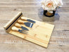 Bamboo Cheese Board & Knife Set Wooden Serving Cutting Boards & Cheese Knives