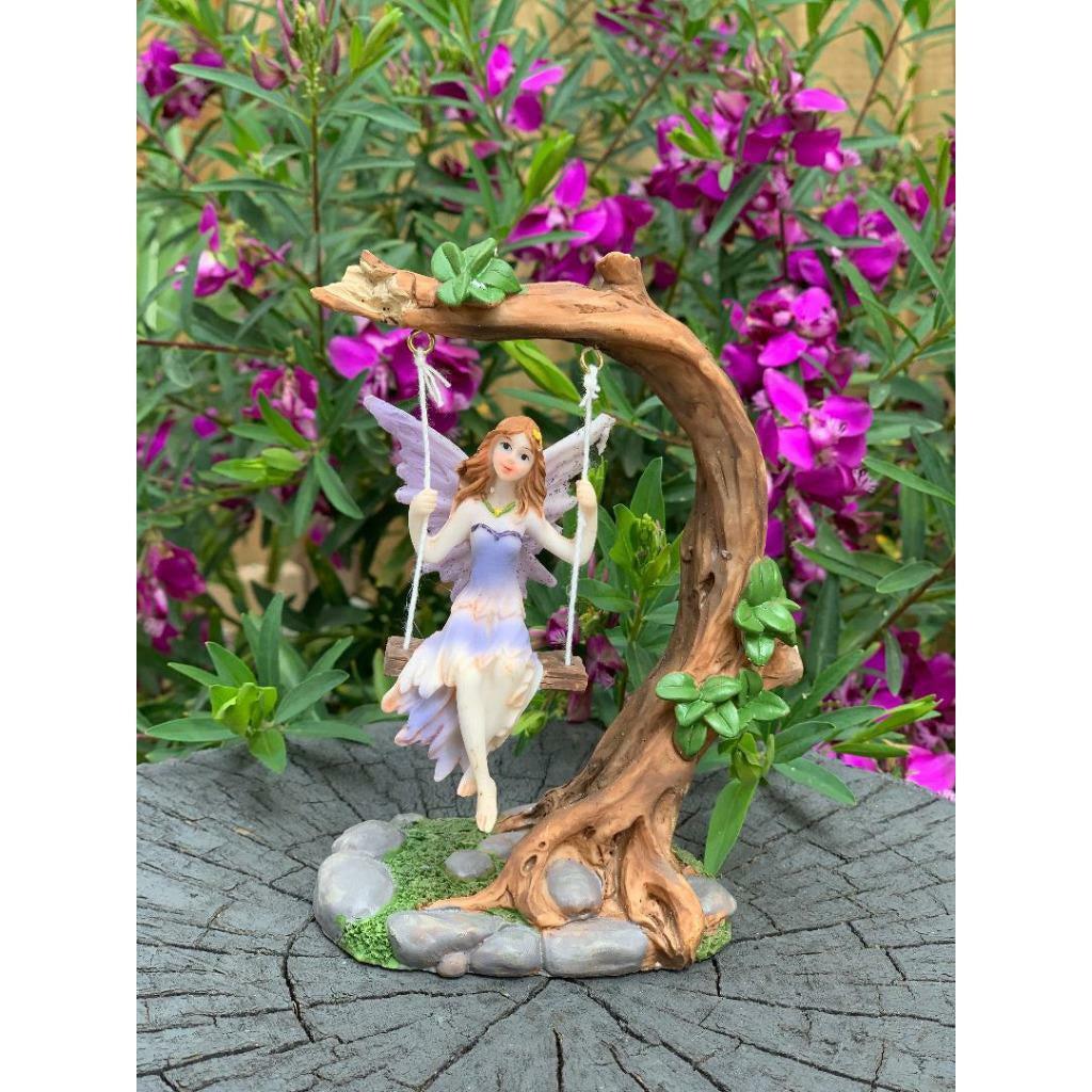 Fairy on Tree Swing Garden Décor Accessories Figurine Fairies Angel Ornaments