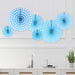 Blue Paper Fans Party Decorations 6pcs Set Birthday Wedding Hanging Decor