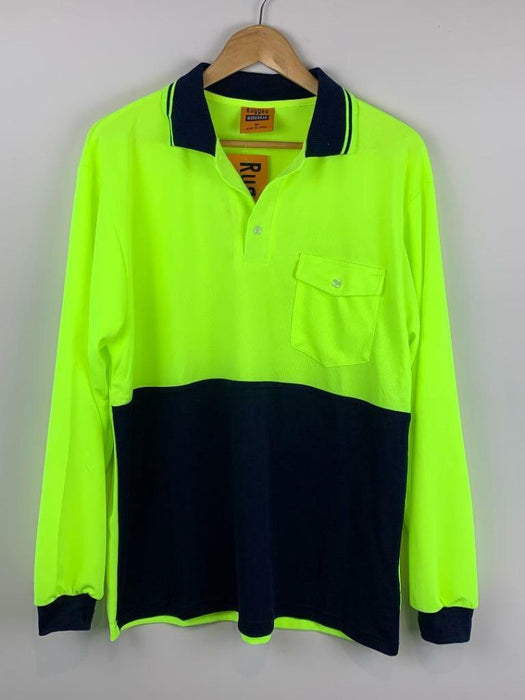 Hi Vis Safety Workwear Shirt Long Sleeve Polo Top Work Safety Yellow & Orange