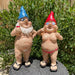 Garden Gnomes Naked Nude Gnome Drinking Naughty Garden Ornament Statue 2 x 29cm