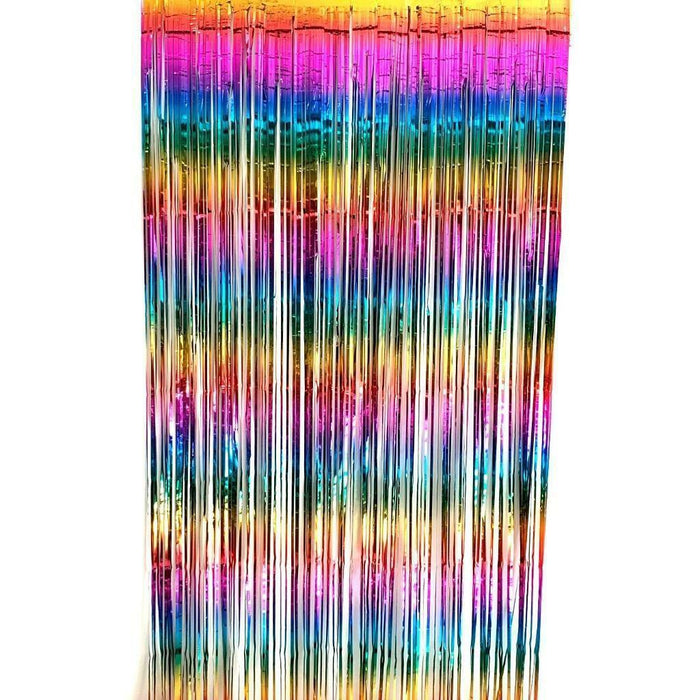 Foil Curtain Metallic Fringe Tinsel Rainbow Backdrop Door Party Decorations