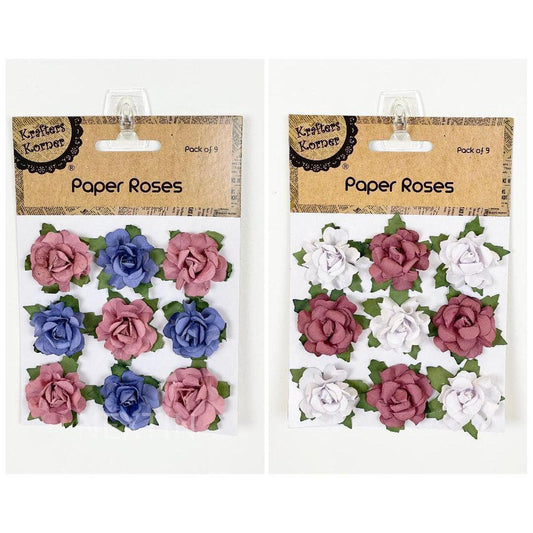Mini Roses with Stem Paper Flowers Craft Artificial Rose Hairpins Bridal Wedding