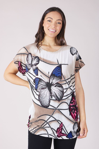Caroline Morgan Women Casual Summer Floral Dragonfly Tiger Loose Tops Plus Size