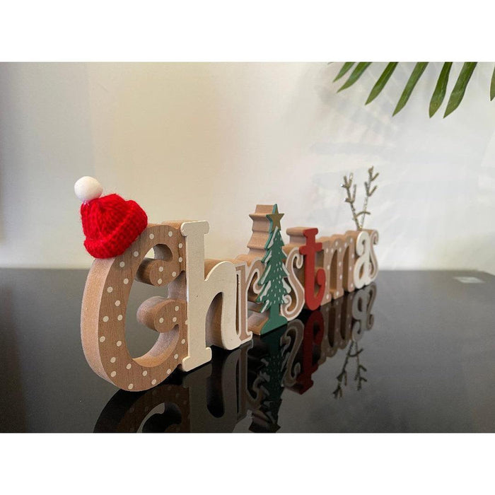 Christmas Table Sign Plaque Wood Xmas Hanging Home Sign Farmhouse Decor 40cm