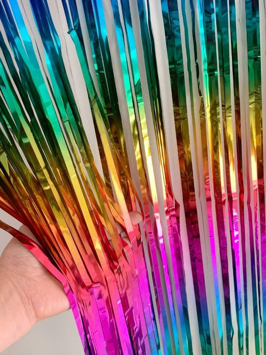 Foil Curtain Metallic Fringe Tinsel Rainbow Backdrop Door Party Decorations