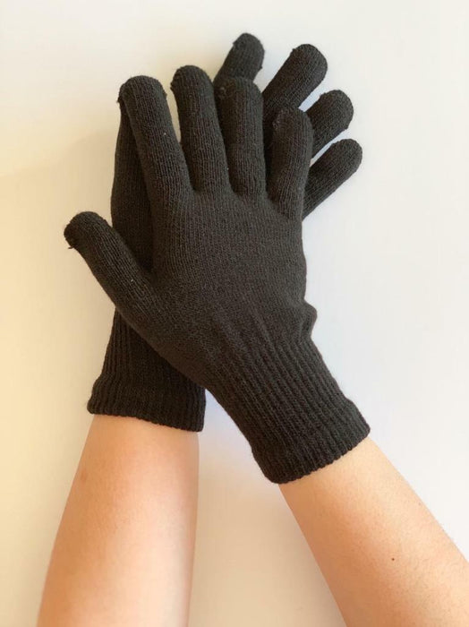 Winter Gloves Black Soft Warm Knitted Knit Full Finger Glove Women Men One Size