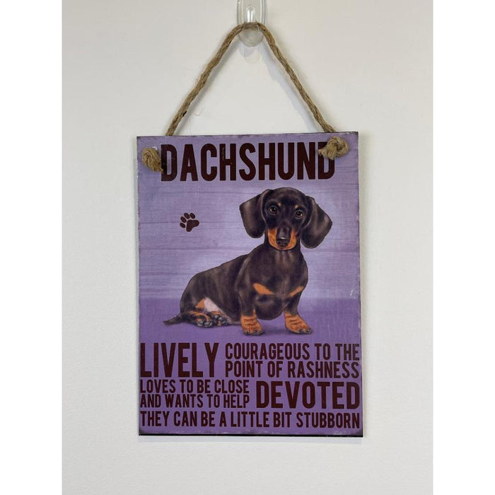 Dachshund Dog Sign Metal Wall Door Hanging Dogs Sign Colourful Home Decor 27cm