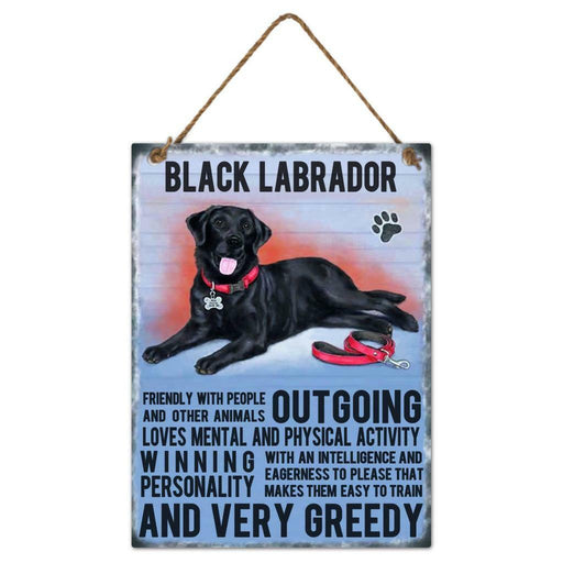 Black Labrador Dog Sign Metal Wall Door Hanging Dogs Sign Home Decor 27cm