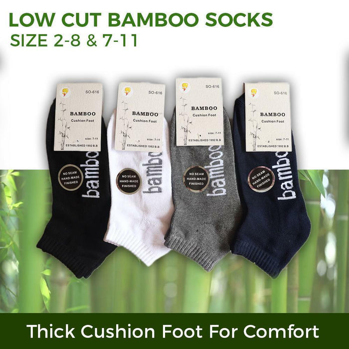 Bamboo Socks Ankle Low Cut Soft Cushion Work Sport Women s2-11 Black Navy White