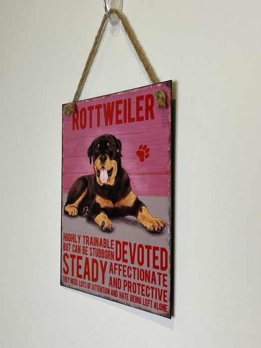 Rottweiler Dog Sign Metal Wall Door Hanging Dogs Sign Colourful Home Decor 27cm